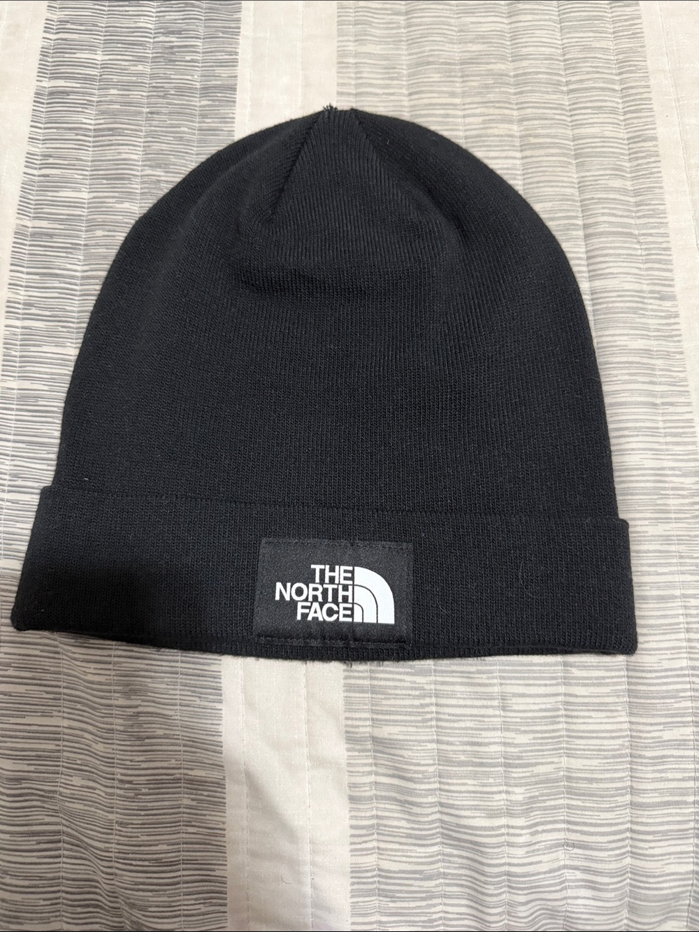 The North Face Black Logo Cuffed Beanie